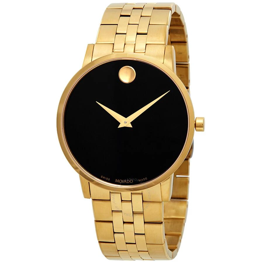 Movado Museum Classic Black Dial Yellow Gold PVD Men's Watch 0607203 1