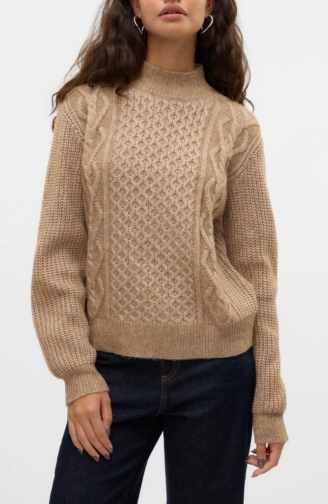 VERO MODA Universe Mock Neck Cable Sweater 1