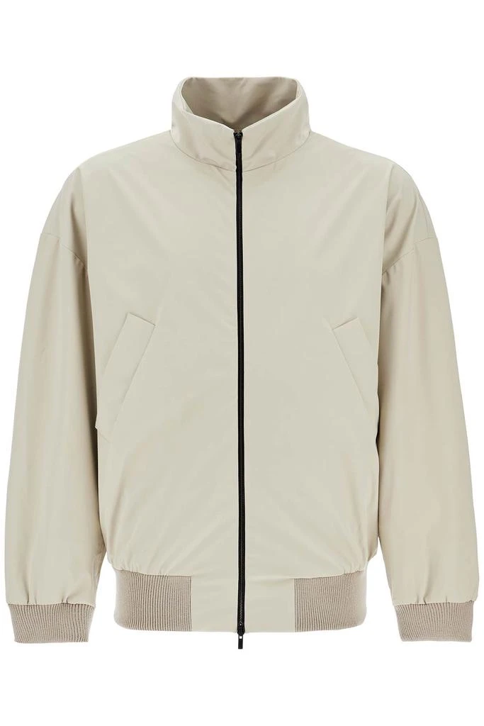 Fear of god beige nylon and polyester jacket with high collar and zip 1
