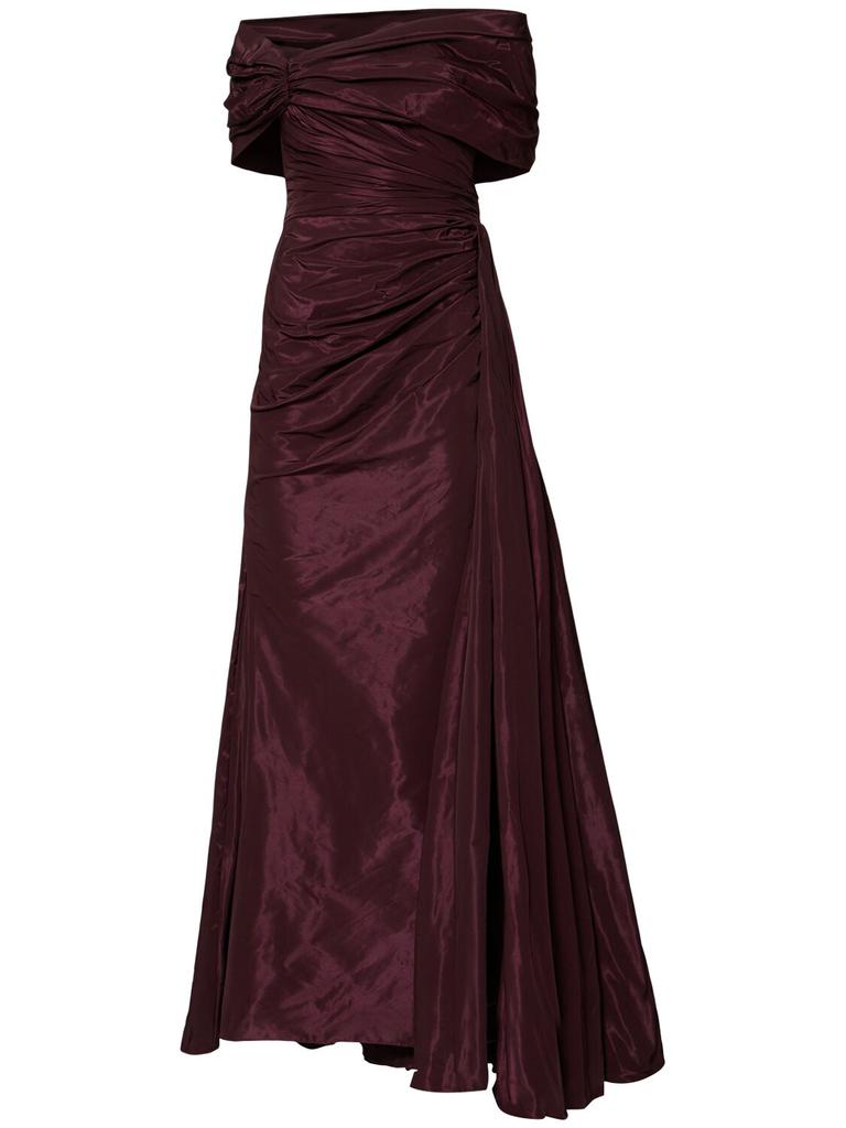 Zuhair Murad Off-shoulder Draped Faille Long Dress