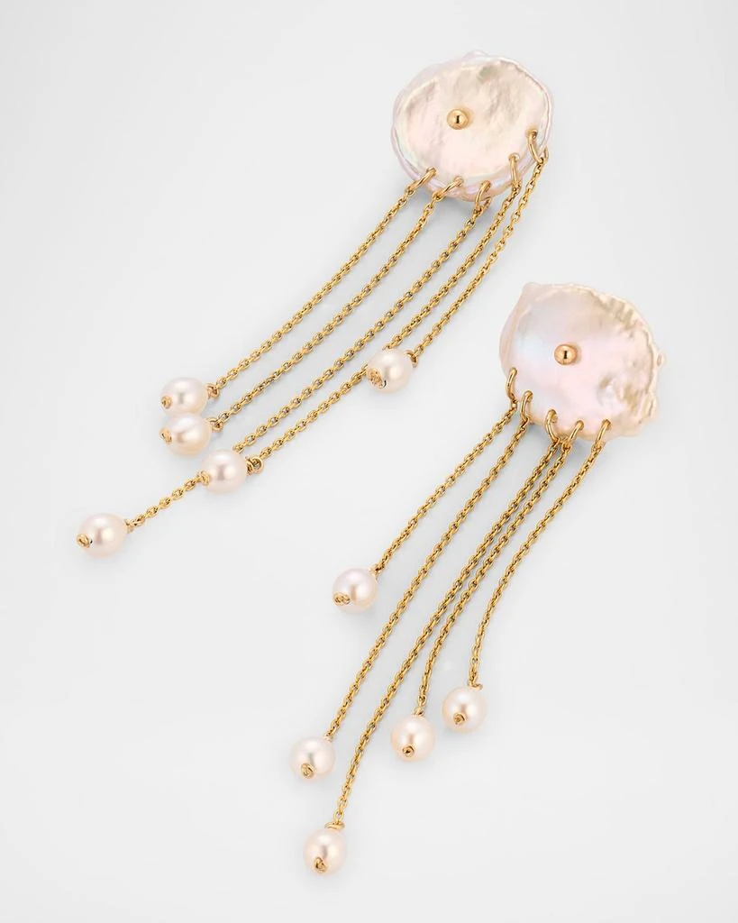 POPPY FINCH 14K Yellow Gold Petal Pearl Dangle Earrings 3