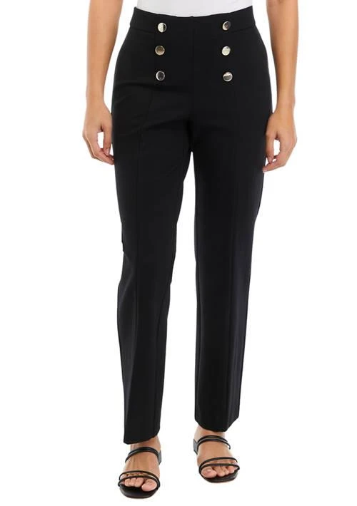 Anne Klein Klein Petite Pull On High Waisted Straight Leg Sailor Pants 1