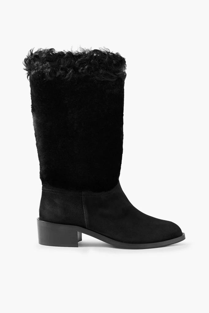 Aquazzura 45 shearling and suede boots 1