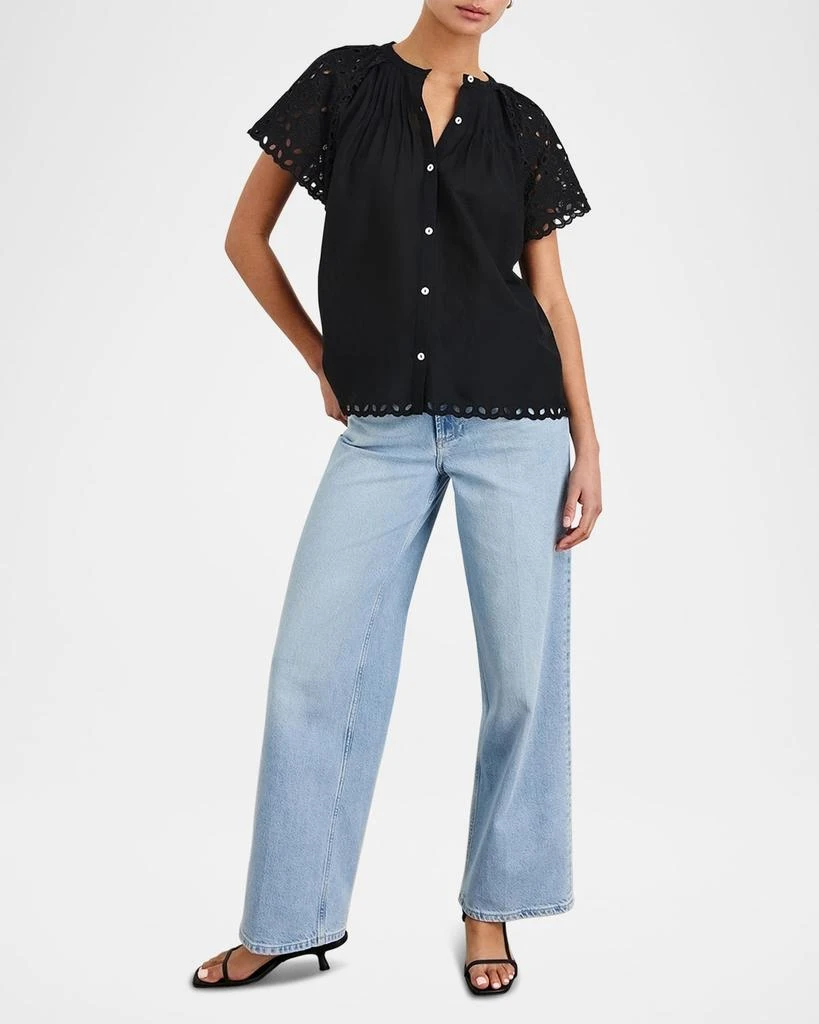 Rails Cerise Eyelet Flutter-Sleeve Blouse 2
