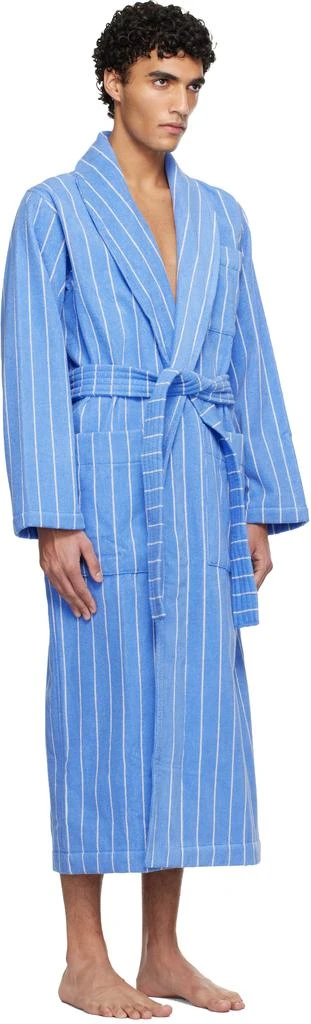 Tekla Blue 
White Terry Classic Bathrobe 2