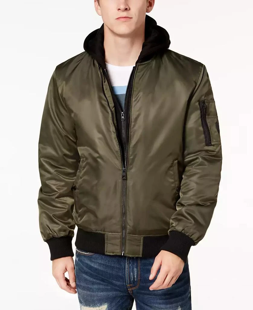 GUESS Men's Bomber Jacket with Removable Hooded Inset 1