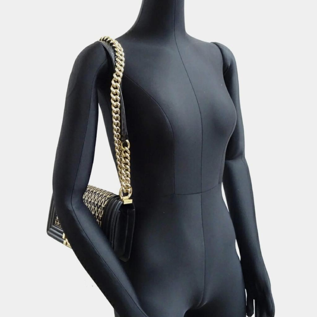 Chanel Chanel Black Lambskin Leather Boy Shoulder Bag
