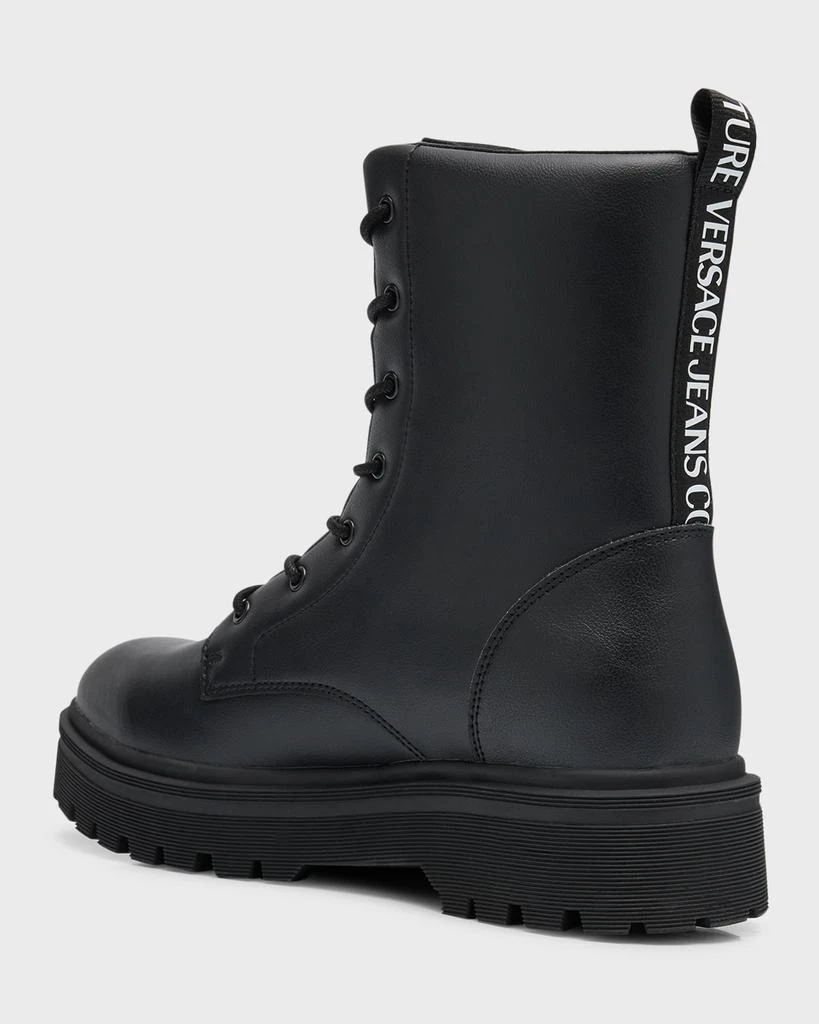 Versace Men's Syrius Graffiti Logo Leather Combat Boots 4