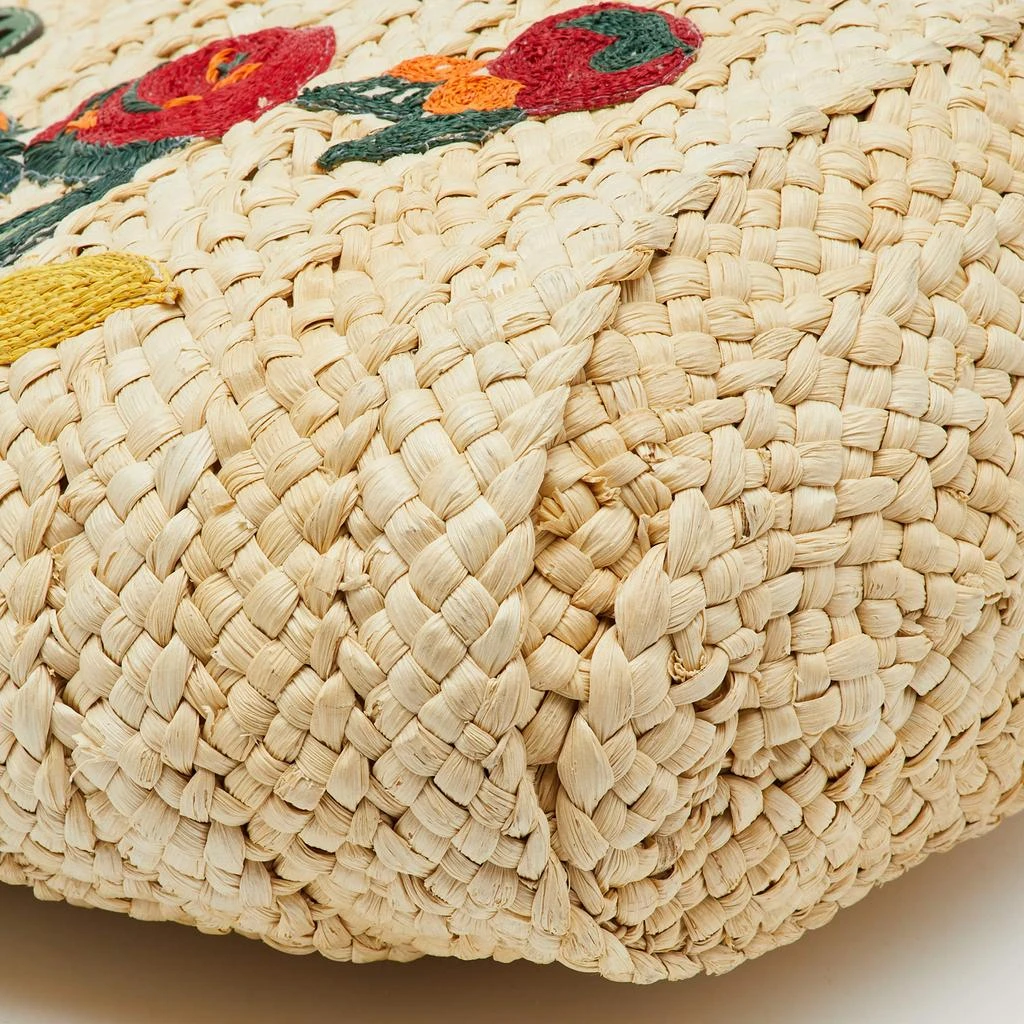 Tory Burch Tory Burch Beige/Green Woven Straw and Leather Embroidered Fruit Emerson Tote 10