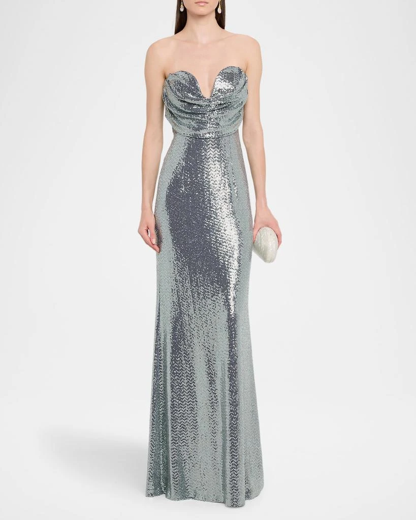 HALSTON Juliette Strapless Disco Jersey Gown 2