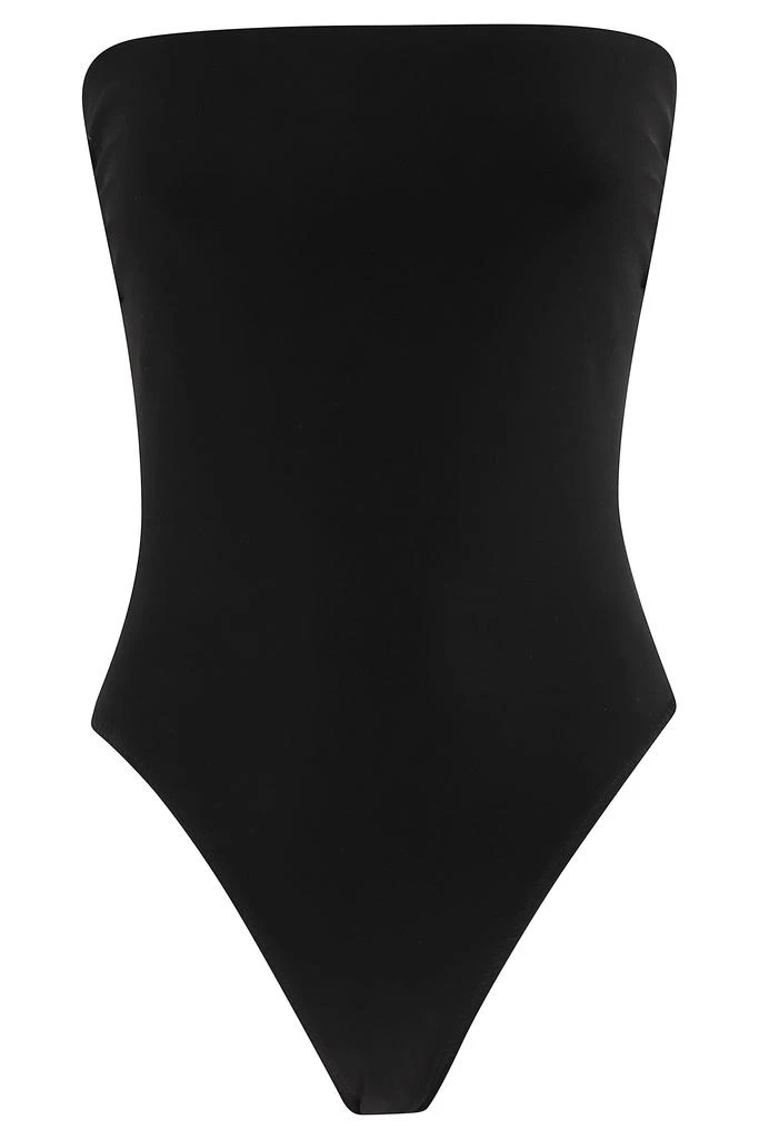 Norma Kamali Black Bishop Off-Shoulder Bodysuit