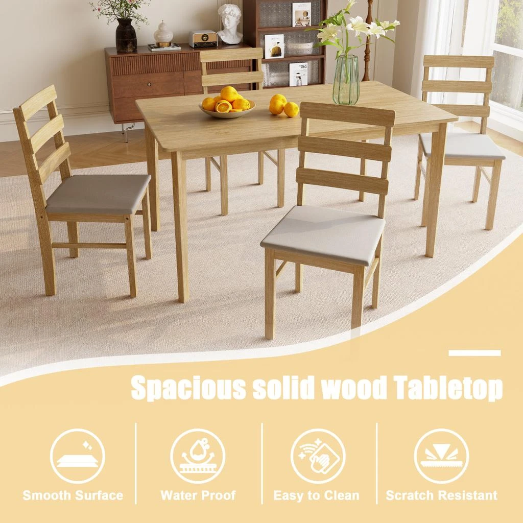 Streamdale Furniture Streamdale Solid wood dining table and chair set (5-piece) 3
