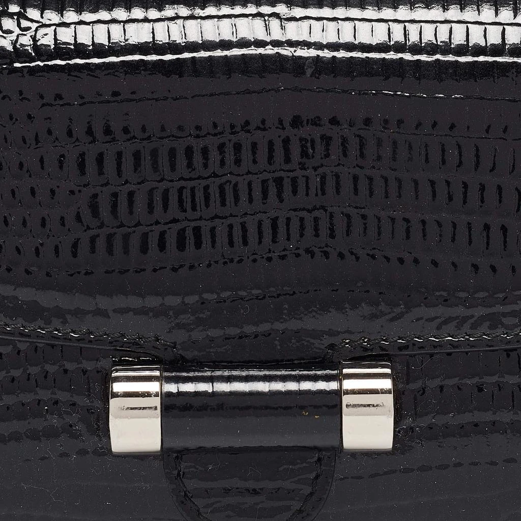 Yves Saint Laurent Saint Laurent Black Lizard Embossed Patent Leather Muse Clutch 5