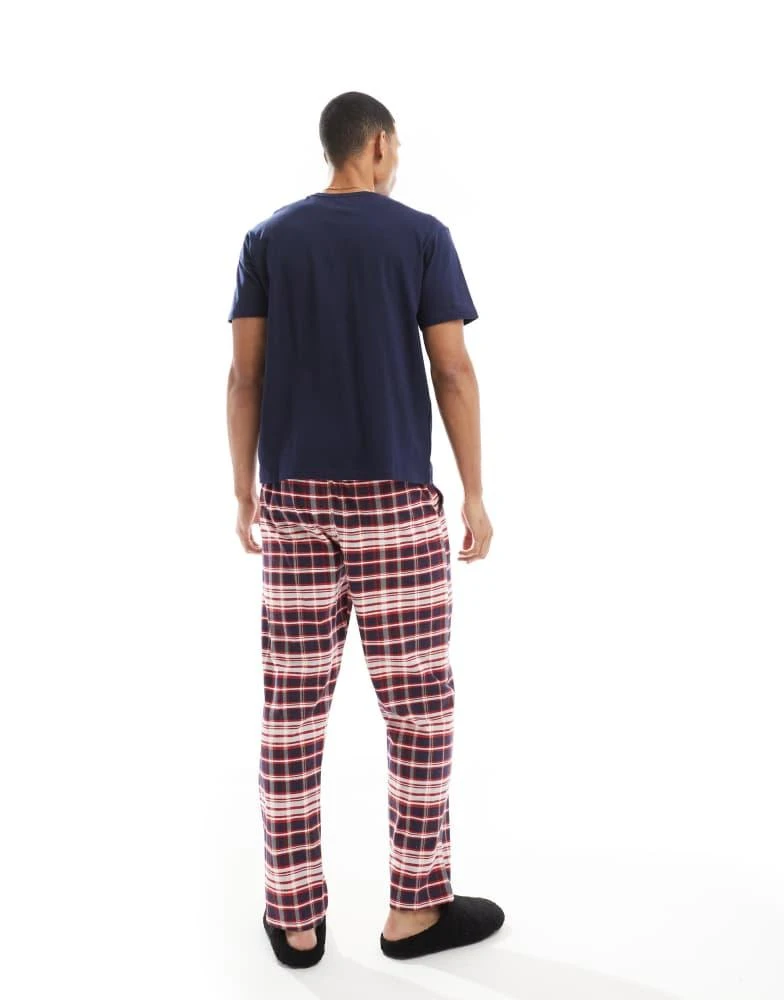 Another Influence Another Influence check relaxed pyjama set in navy and red 4