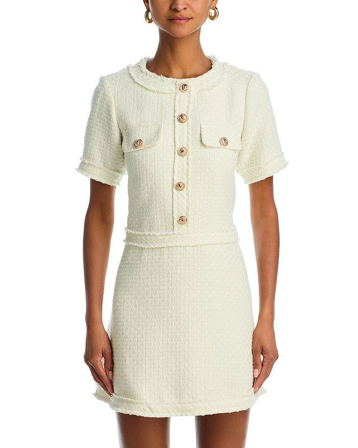 AQUA Tweed Short Sleeve Mini Dress - Exclusive 7