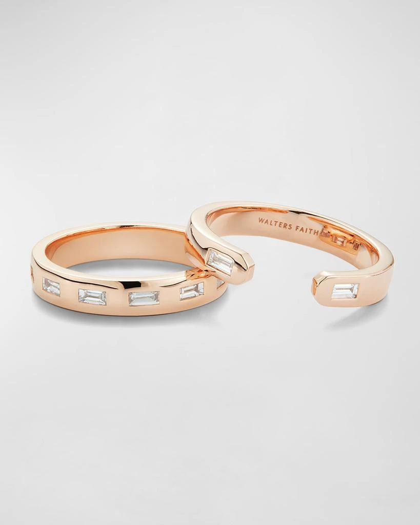 Walters Faith Ottoline Rose Gold Open Band Ring with 2 Gypsy-Set Baguette Diamonds 3
