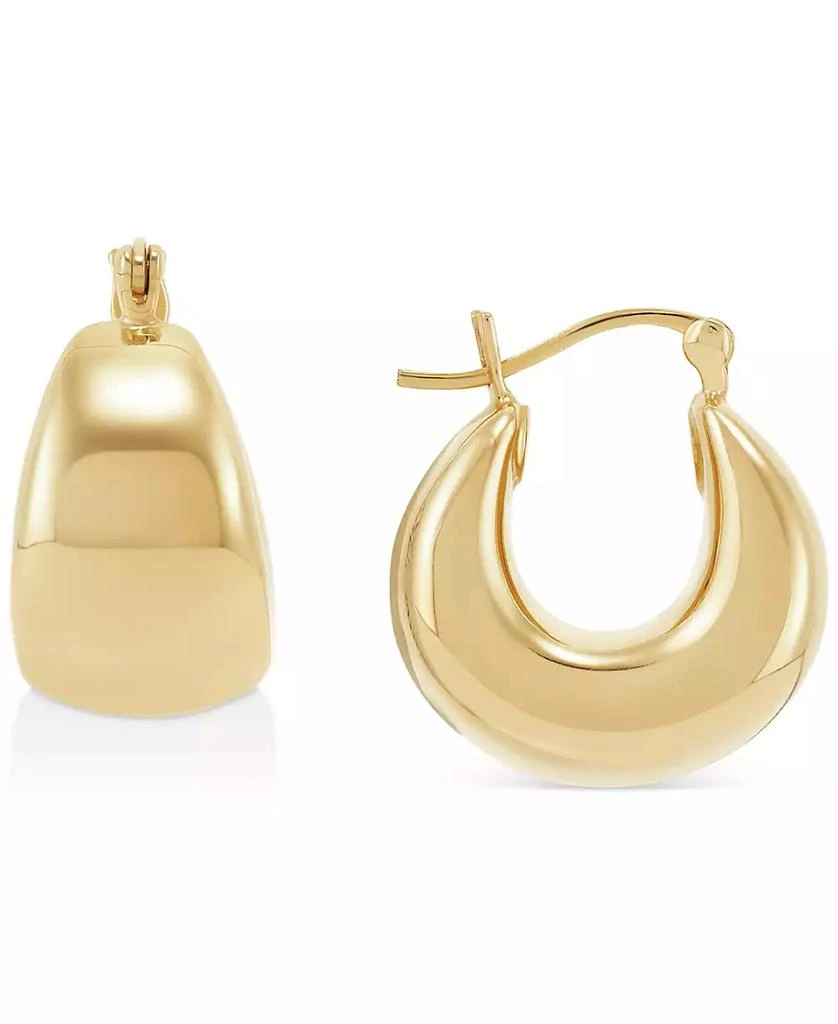 Macy's Polished Graduated Chunky Oval Hoop Earrings in 14k Yellow Gold 1