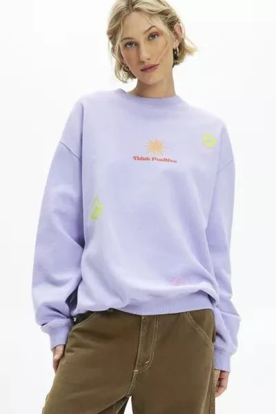 Urban Outfitters Think Positive Icon Graphic Crew Neck Pullover 1