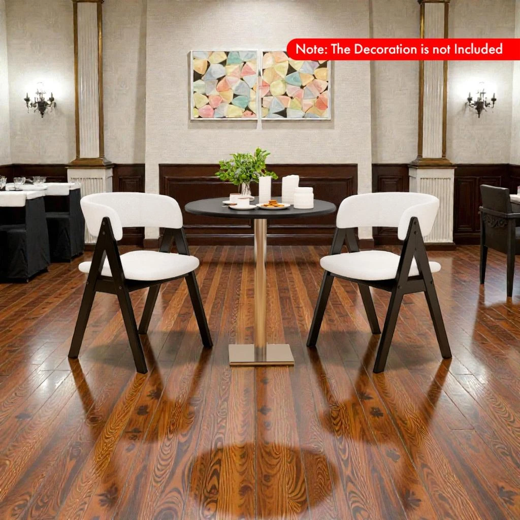 Hivvago Set of Two Wooden Kitchen Chairs Featuring Cozy Sherpa Padding and Retro Style 2