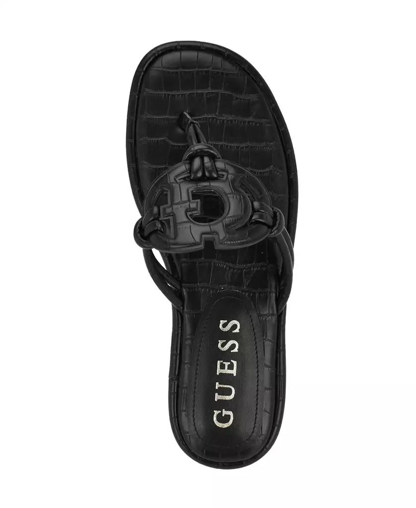 GUESS Women's Saime Embellished G Cutout Flat Thong Sandals 4