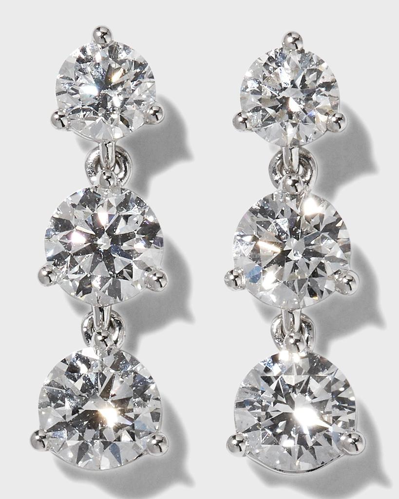 Memoire 18k White Gold 3-Diamond Drop Earrings, 1.51tcw