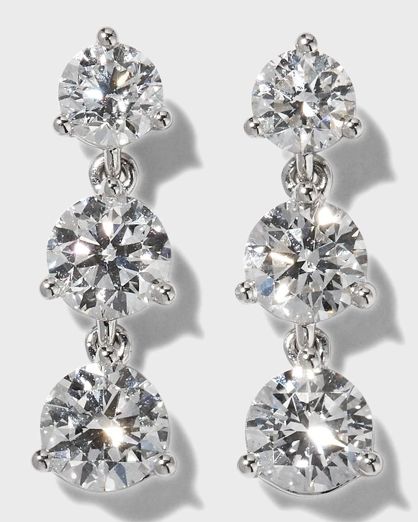 Memoire 18k White Gold 3-Diamond Drop Earrings, 1.51tcw 1