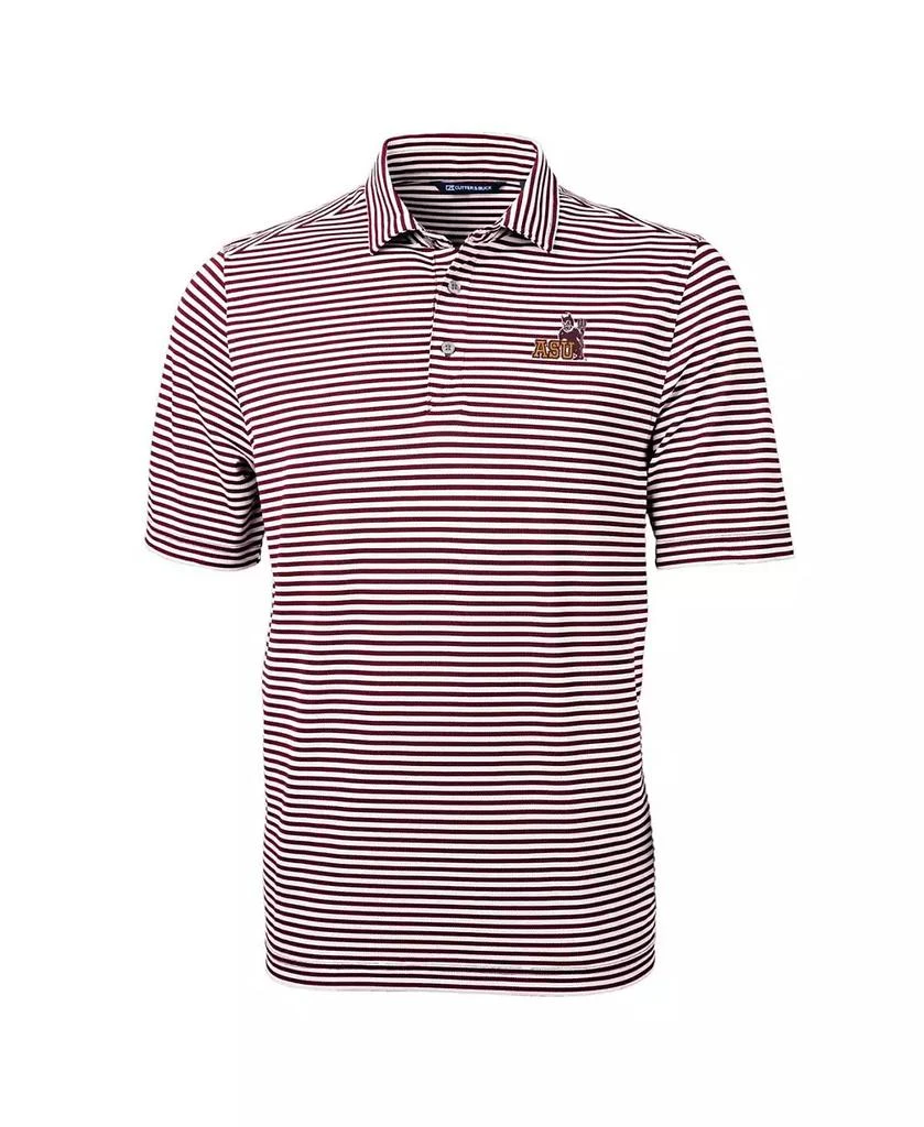 Cutter & Buck Men's Maroon Arizona State Sun Devils Throwback Logo Virtue Eco Pique Stripe Polo 3