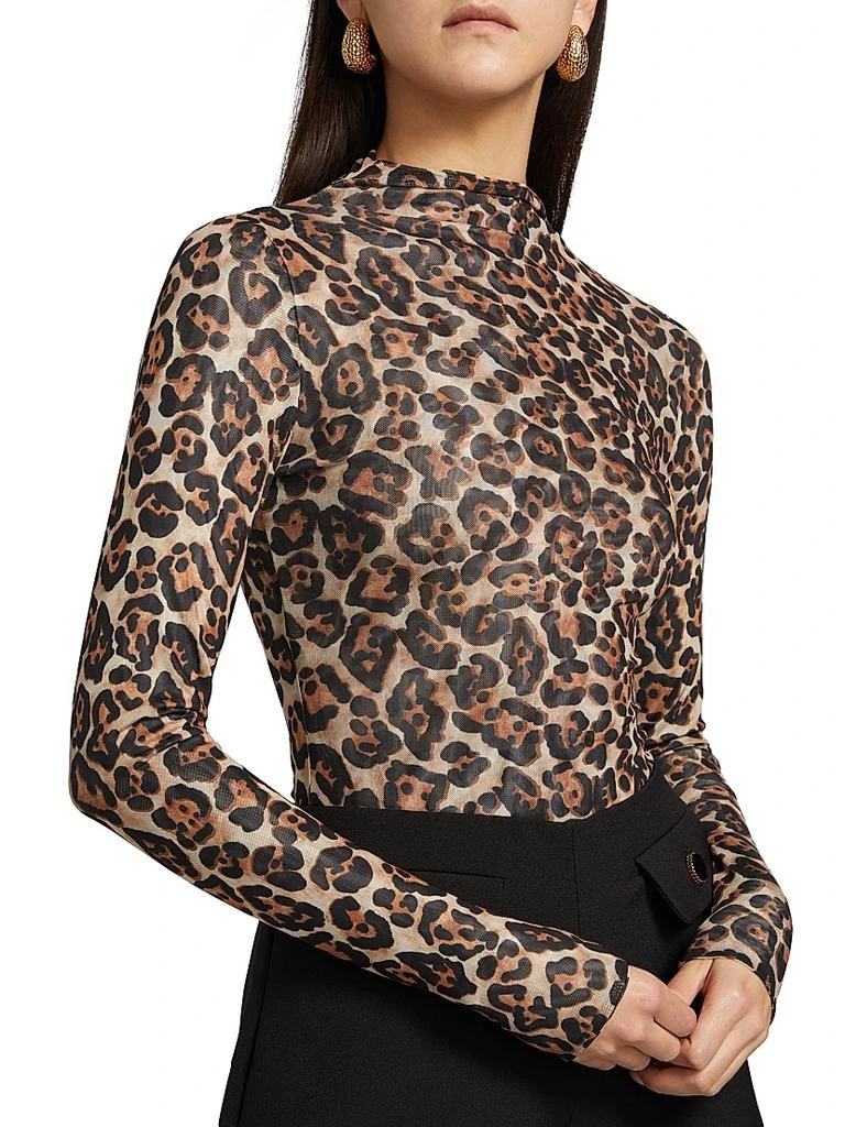 Ronny Kobo Vittoria Leopard Mock Turtleneck Bodysuit 7