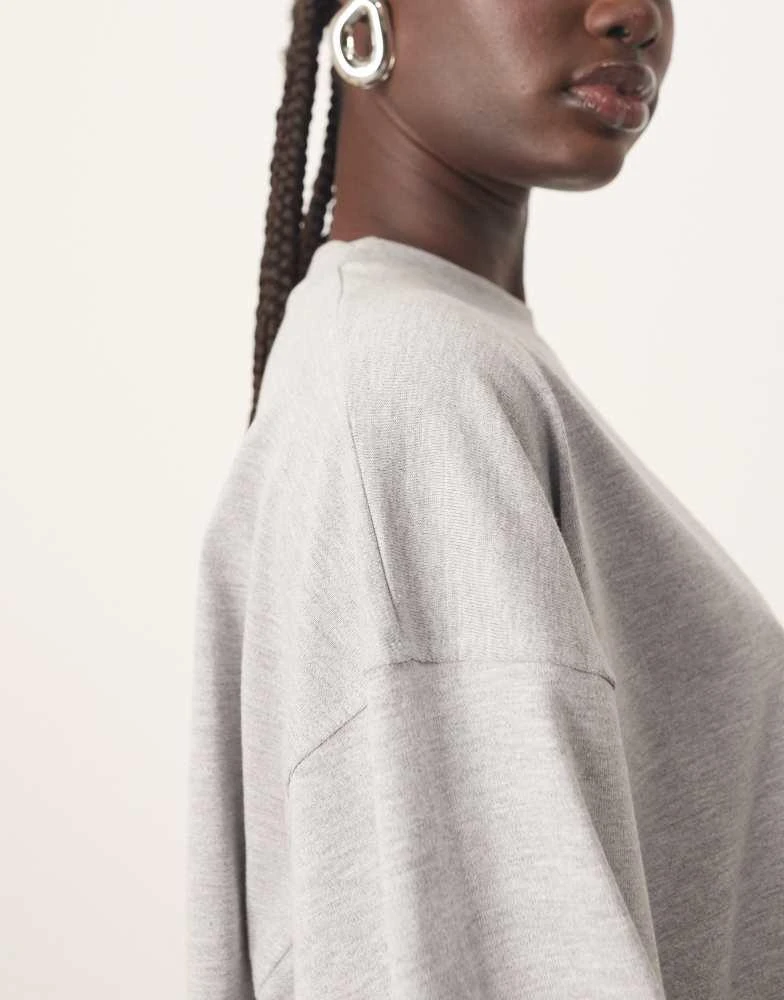 ARRANGE ARRANGE cotton oversized long sleeve t-shirt in grey marl 2