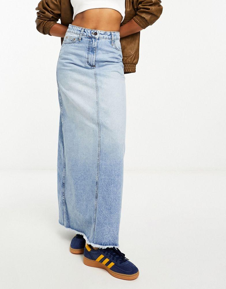 Collusion COLLUSION a-line long maxi denim skirt in vintage blue wash