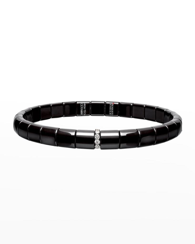 Roberto Demeglio Black Ceramic & 18K White Gold Bracelet with Diamonds, 0.07 tdcw