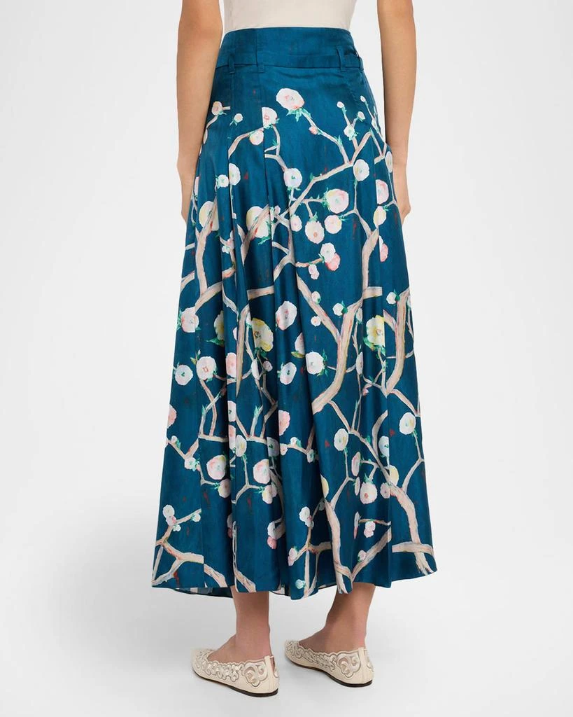 Gabriela Hearst Dugald Floral Pleated Ankle Skirt With Belt 3