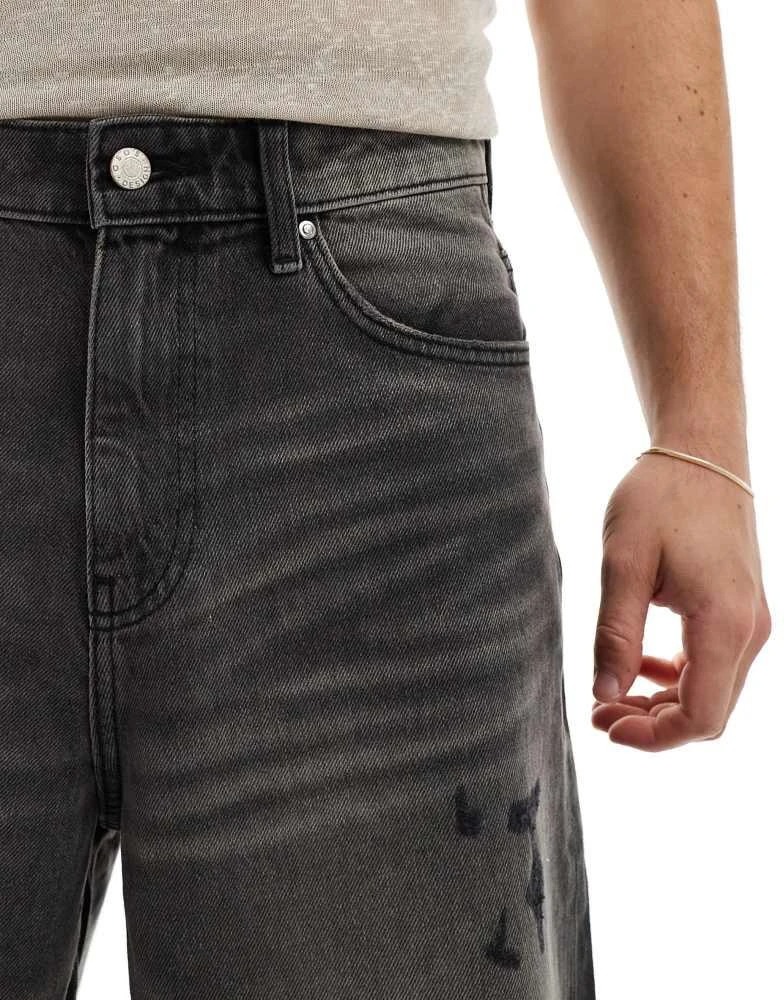 ASOS ASOS DESIGN baggy jeans with abrasions in washed black 5