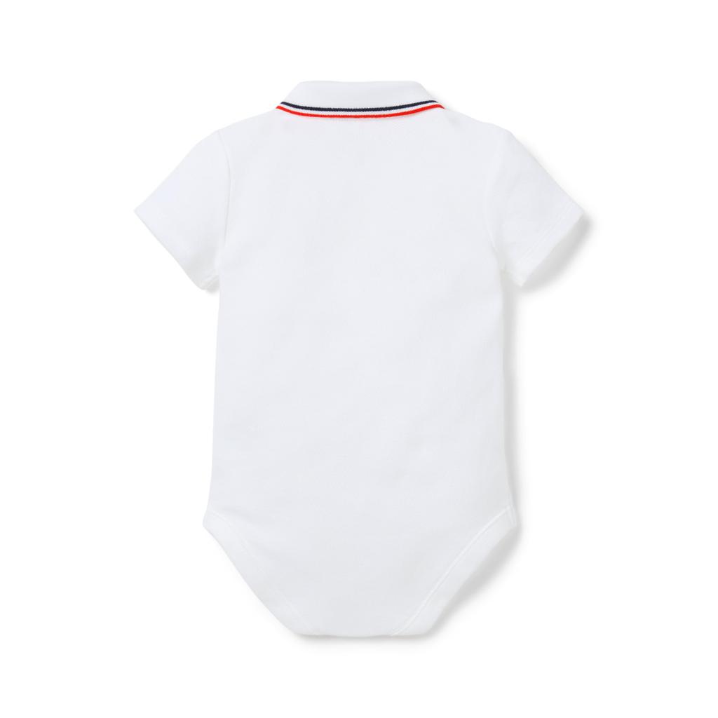 Janie and Jack Boys Flag Embroidered Polo Bodysuit (Infant)