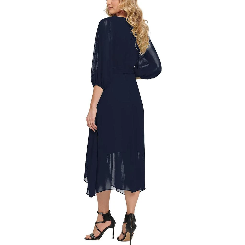 DKNY DKNY Womens Chiffon Faux Wrap Midi Dress 2