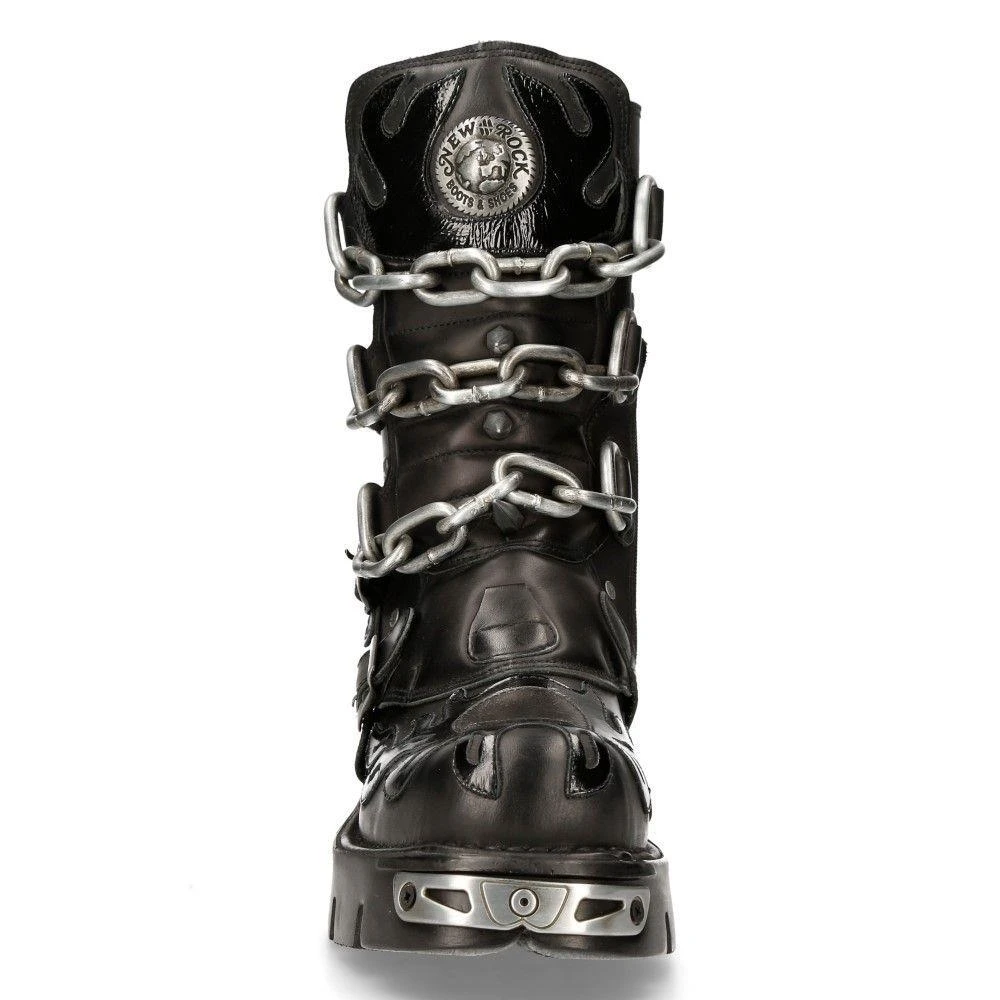 NewRock Black Spiked Mid-Calf Gothic Boots-727-S1 5