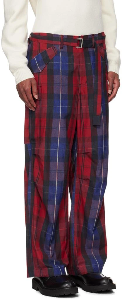 Sacai SSENSE Exclusive Red Plaid Cargo Pants 2