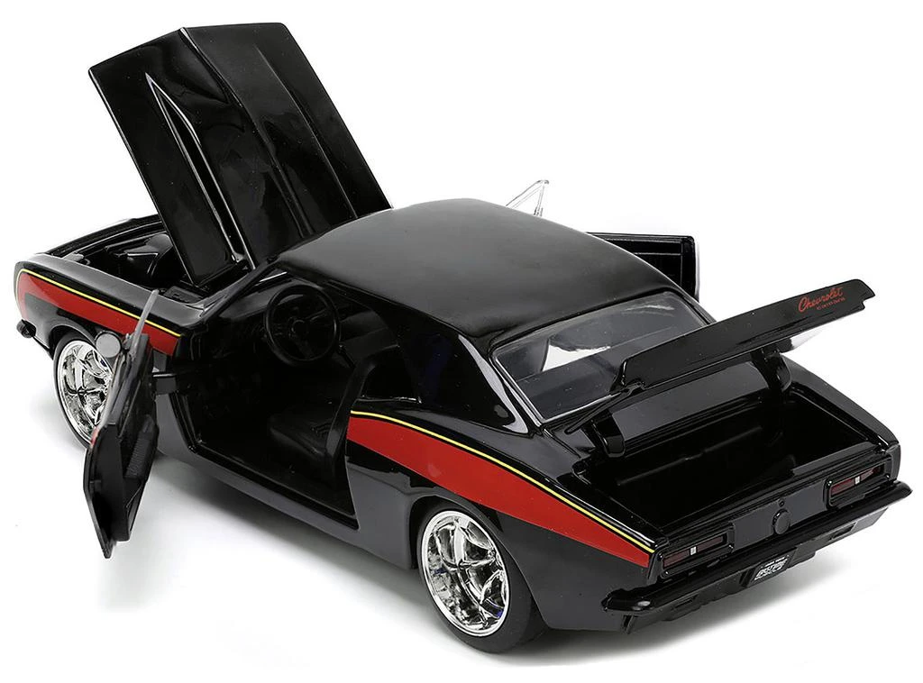 Jada 1967 Chevrolet Camaro "Mickey Thompson" Black with Red and Yellow Stripes "Bigtime Muscle" Series 1/24 Diecast Model Car by 3