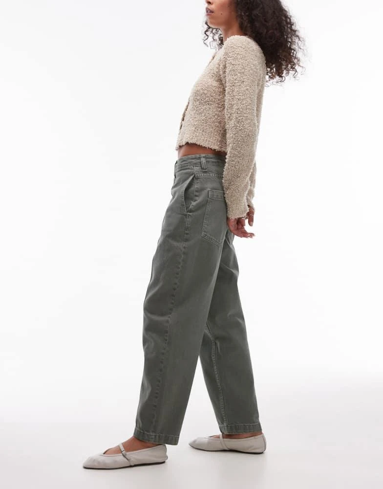 Topshop Topshop seamed straight leg trouser in khaki 3
