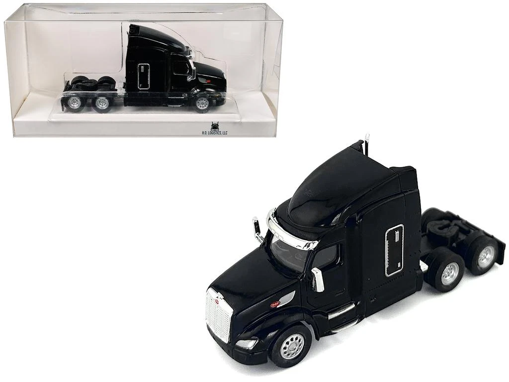 HO Logistics Replicas Peterbilt 579 Sleeper Cab Black 1/87 (HO) Plastic Model Car by HO Logistics