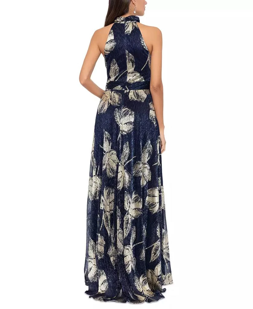 Betsy 
Adam Women
s Metallic-Print Halter Gown 2