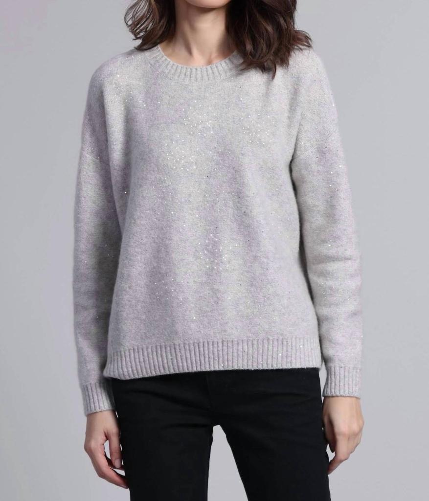 Minnie Rose Minnie Rose - Sparkle Cashmere Boxy Crew Neck Sweater