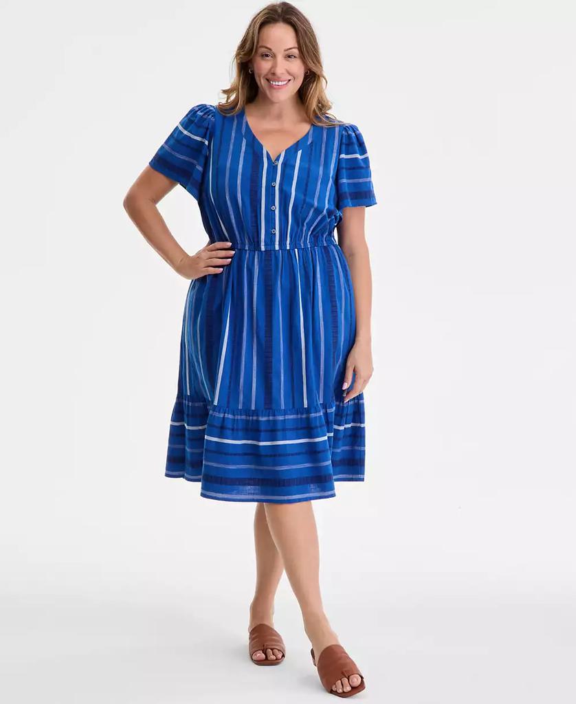 Style & Co Plus Size Jacquard V-Neck Flutter-Sleeve Dress, Exclusively at Macy's
