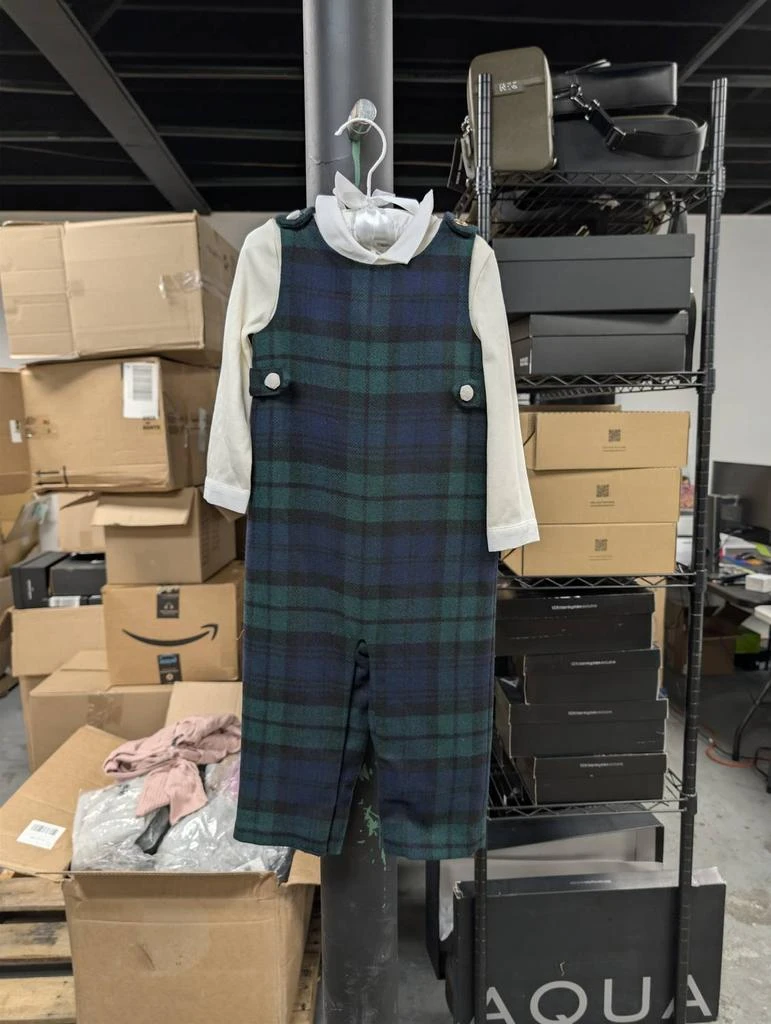 Ralph Lauren Ralph Lauren - Kids
 Plaid-Print Overalls with Bodysuit