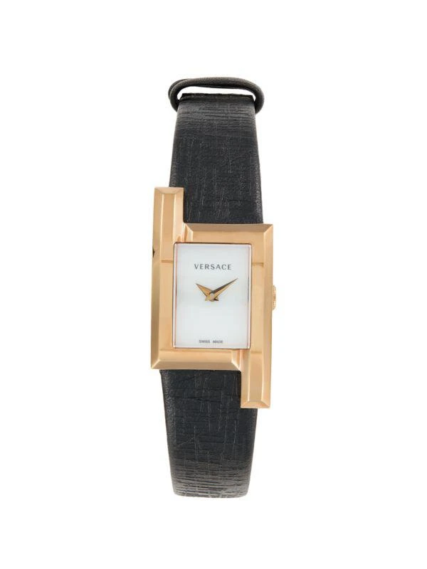 Versace Greca Icon 21MM Stainless Steel & Leather Strap Watch 1
