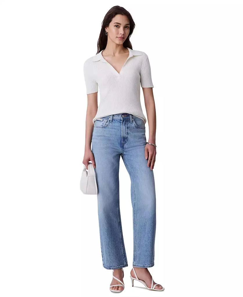 Calvin Klein Women's Cotton Ribbed Monogram-Logo Polo Top 2
