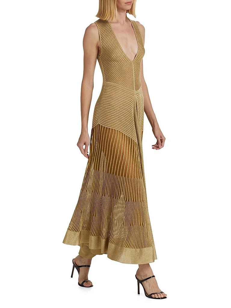 dark green dress with gold shoes Betsy & Adam Women's Long Sleeve V-Neck Metallic Knit Gown, 12 main image 0
