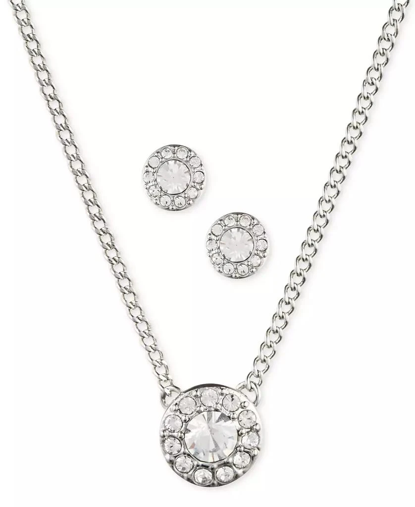 Givenchy Stone & Crystal Halo Pendant Necklace & Stud Earrings Set 1