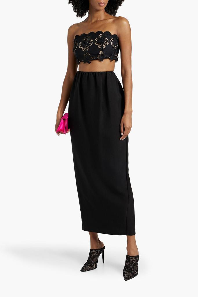 Oscar de la Renta Strapless cropped guipure lace top