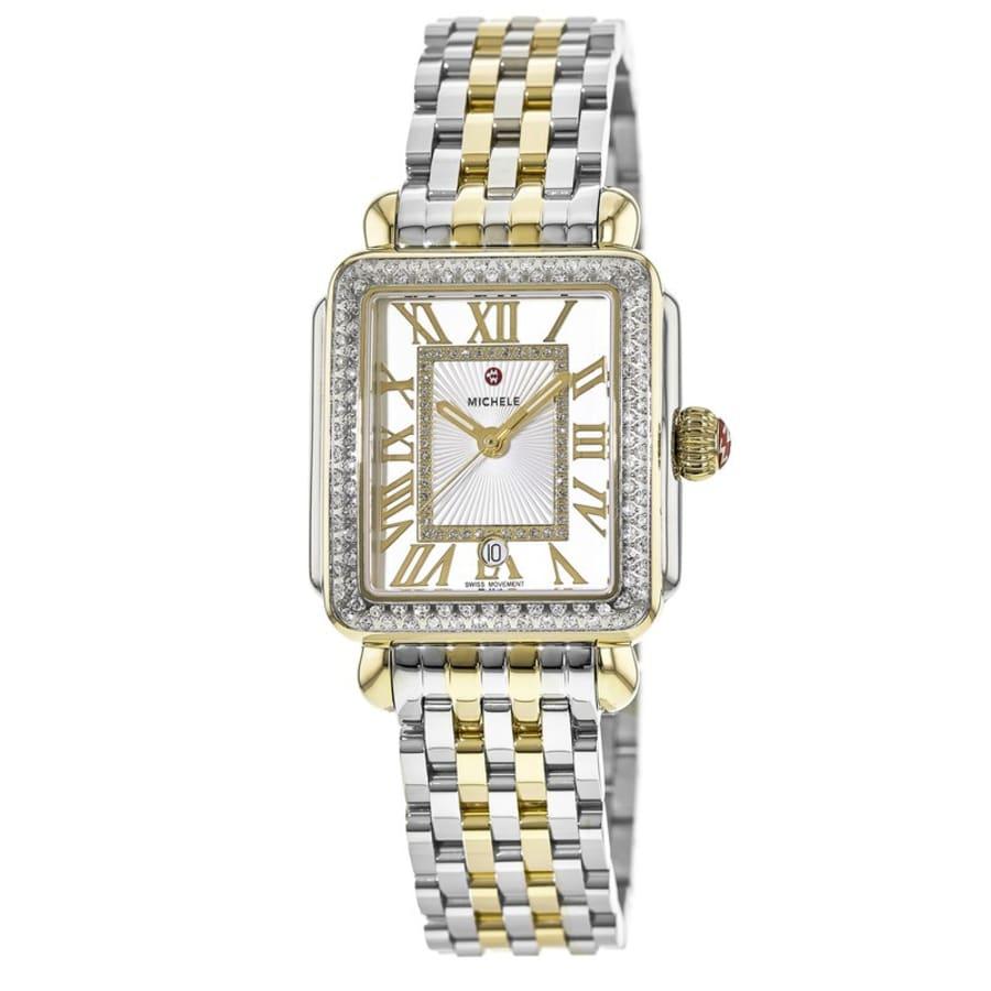 Michele Deco Madison Diamond Two Tone 18K Gold Plated  Women's Watch MWW06T000144
